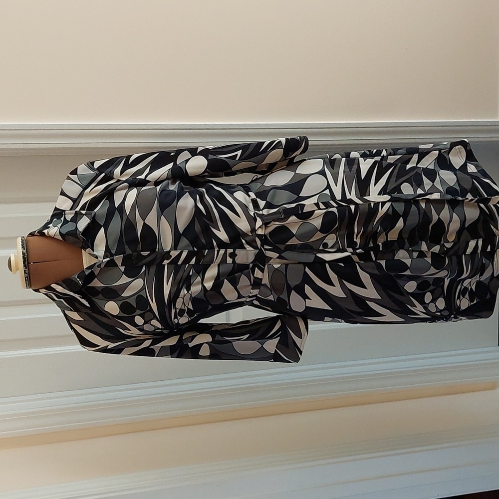 Abstract print dress, black, Grey and white